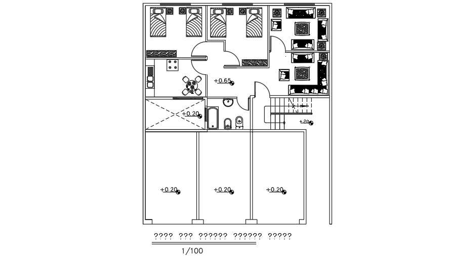 Furnitures Detail Of The 12x15m Ground Floor House Plan Drawing Cadbull