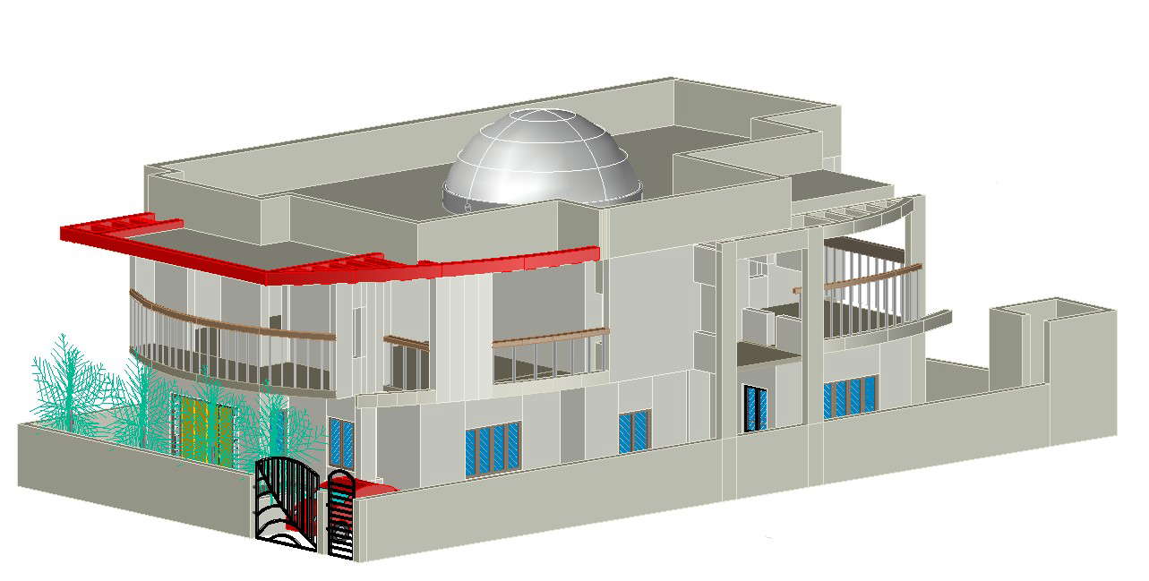 View House Plan 3D Autocad Images