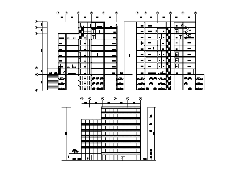 G+11 office building elevation is given in this Autocad drawing model ...