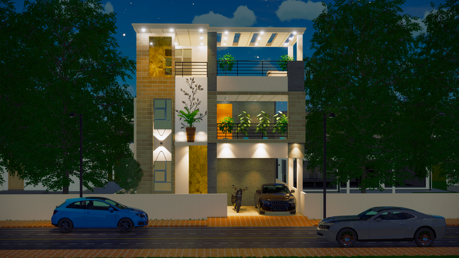 G+1 Double storey 3d home elevation design with penthouse ...