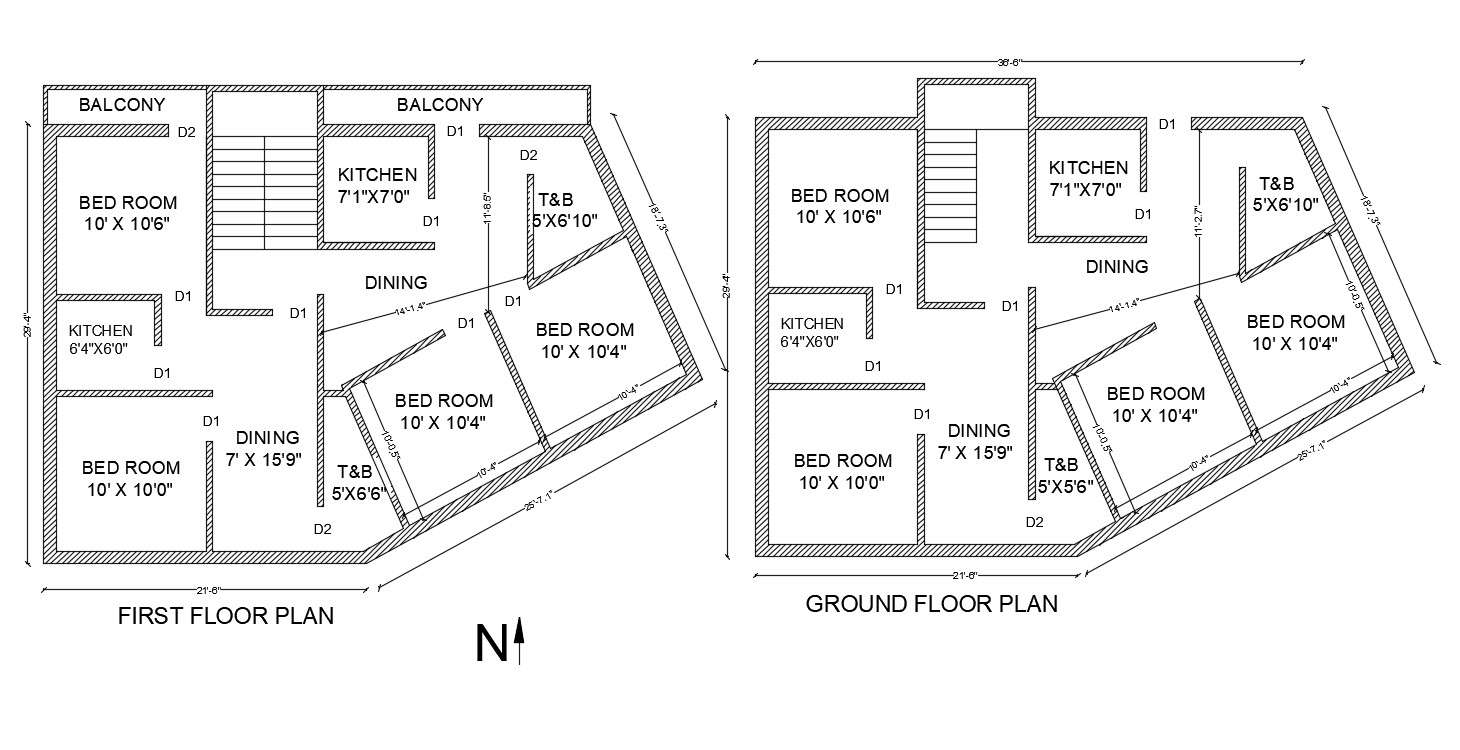 G+1 House Floor Plan AutoCAD Drawing Free DWG File Cadbull
