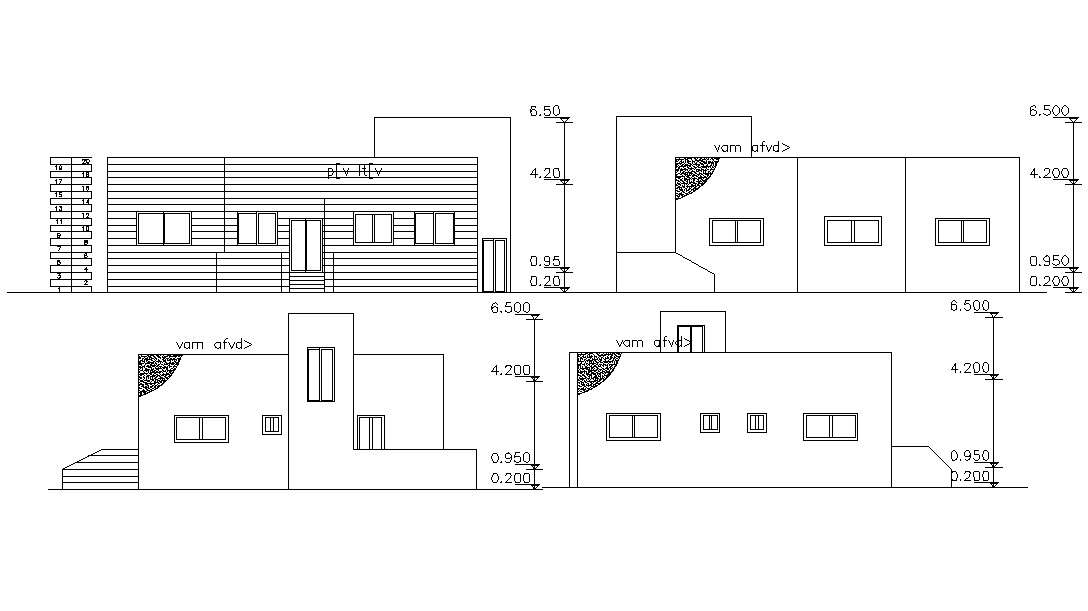 G+1 Residence Bungalow Elevation 2d AutoCAD Drawing - Cadbull