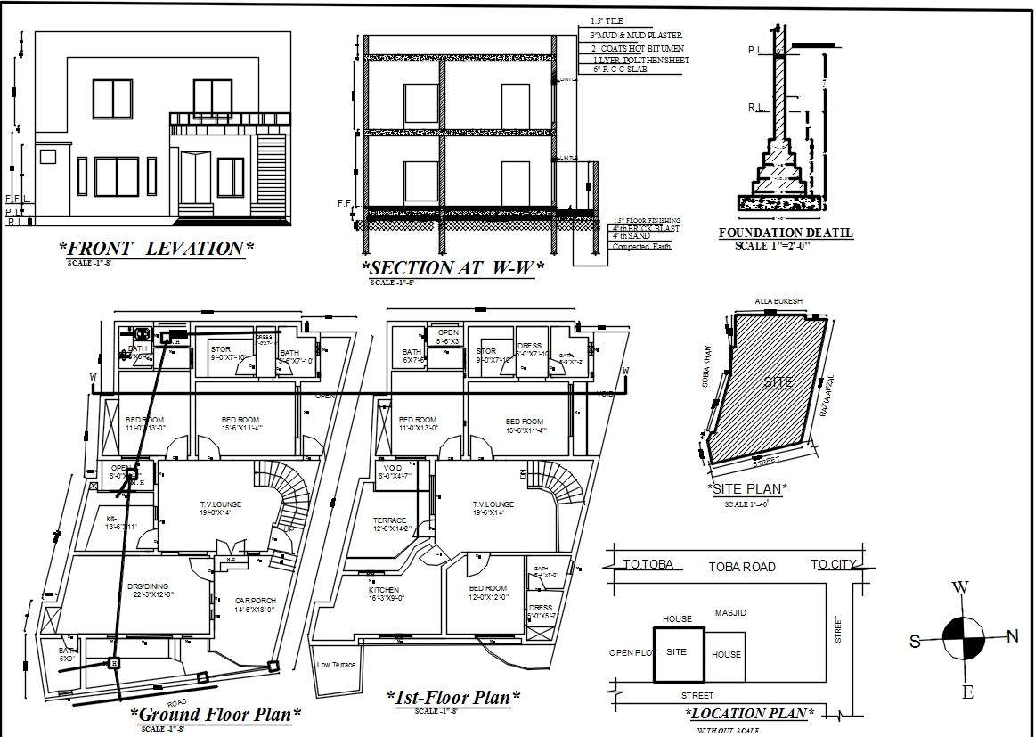 35'X65' House Ground Floor And First Floor Plan Drawing DWG File. - Cadbull  - Medium