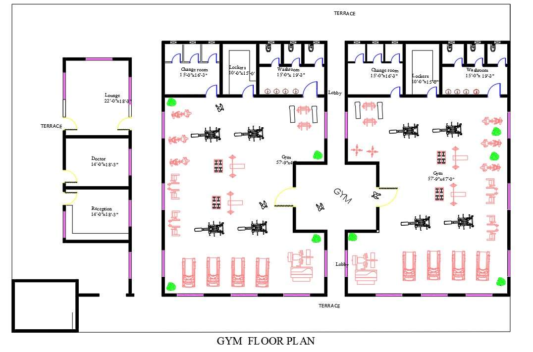 commercial gym floor plan