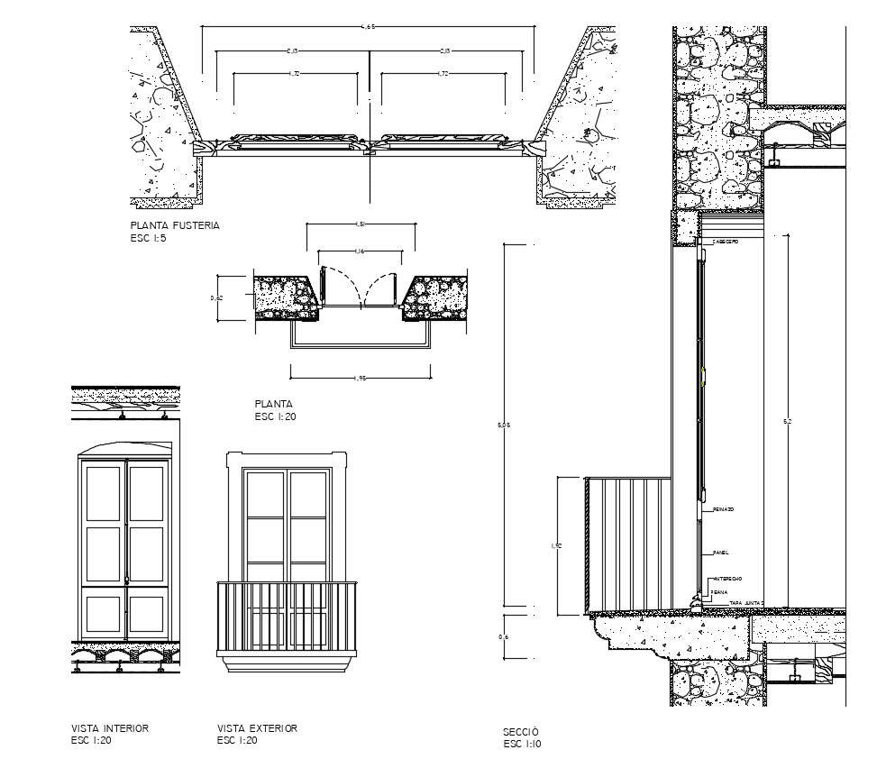 Gallery Door Detail DWG File - Cadbull