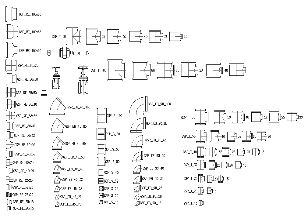 Gi Pipe Fittings Cad Drawings - Image to u