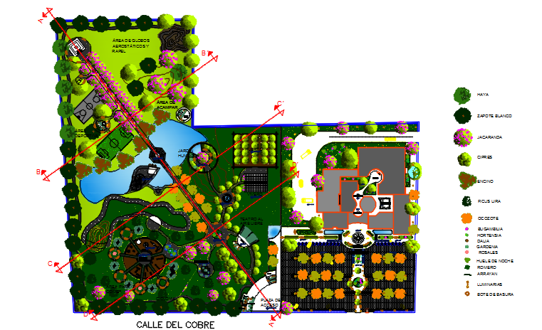 Garden landscaping detail dwg file - Cadbull