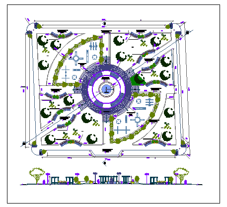 Garden landscaping with main gate details dwg file - Cadbull