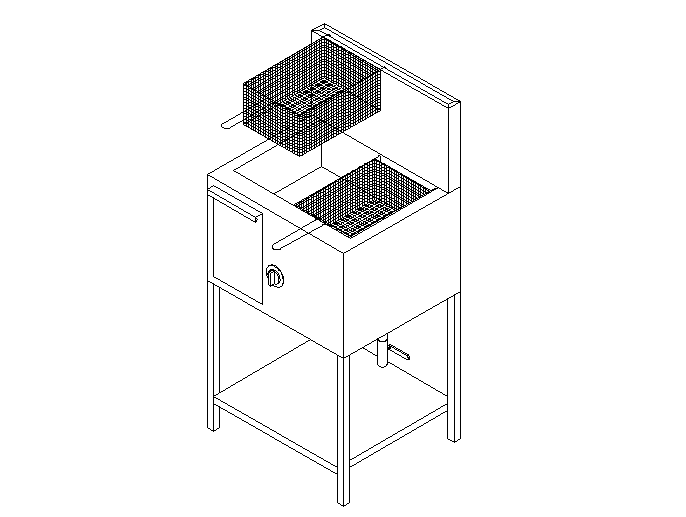 Gas Fryer isometric 3d detailing - Cadbull