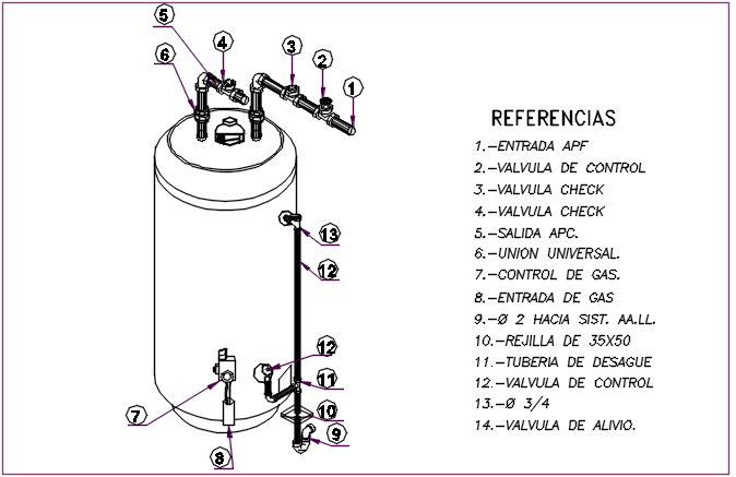 Gas cylinder elevation detail dwg file - Cadbull