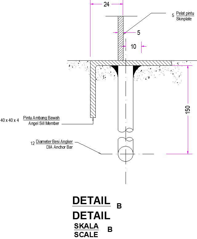 Gate door section detail cad model view is given in this file - Cadbull