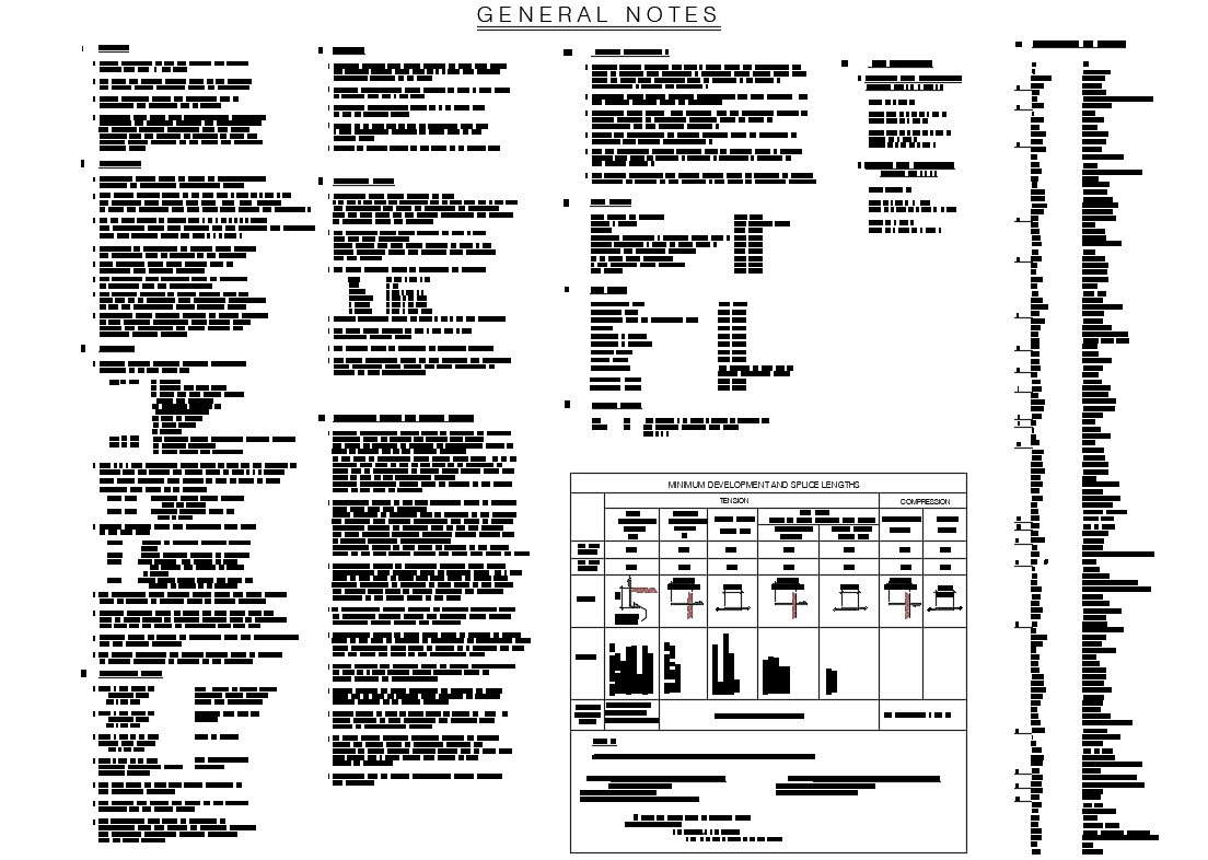 General notes structure details for column and beam dwg file Cadbull