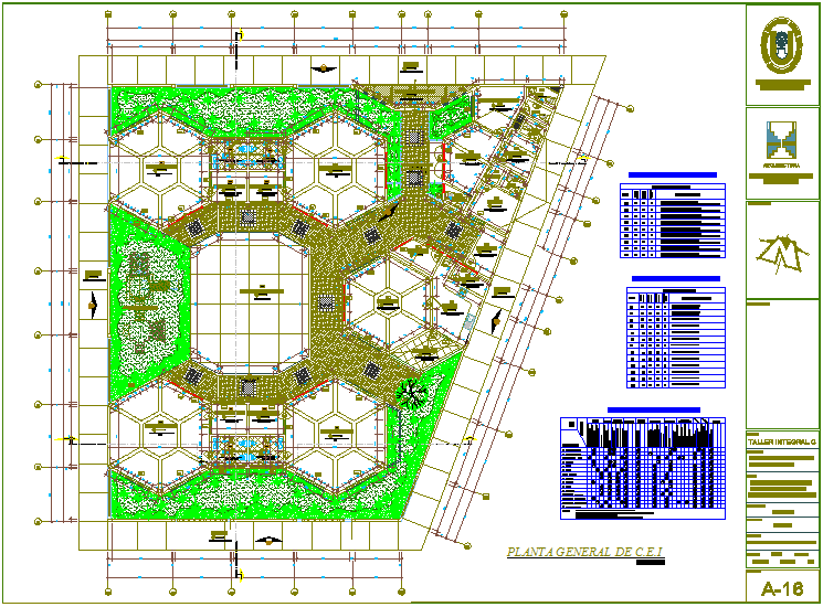 General plan with door and window detail of education center dwg file ...