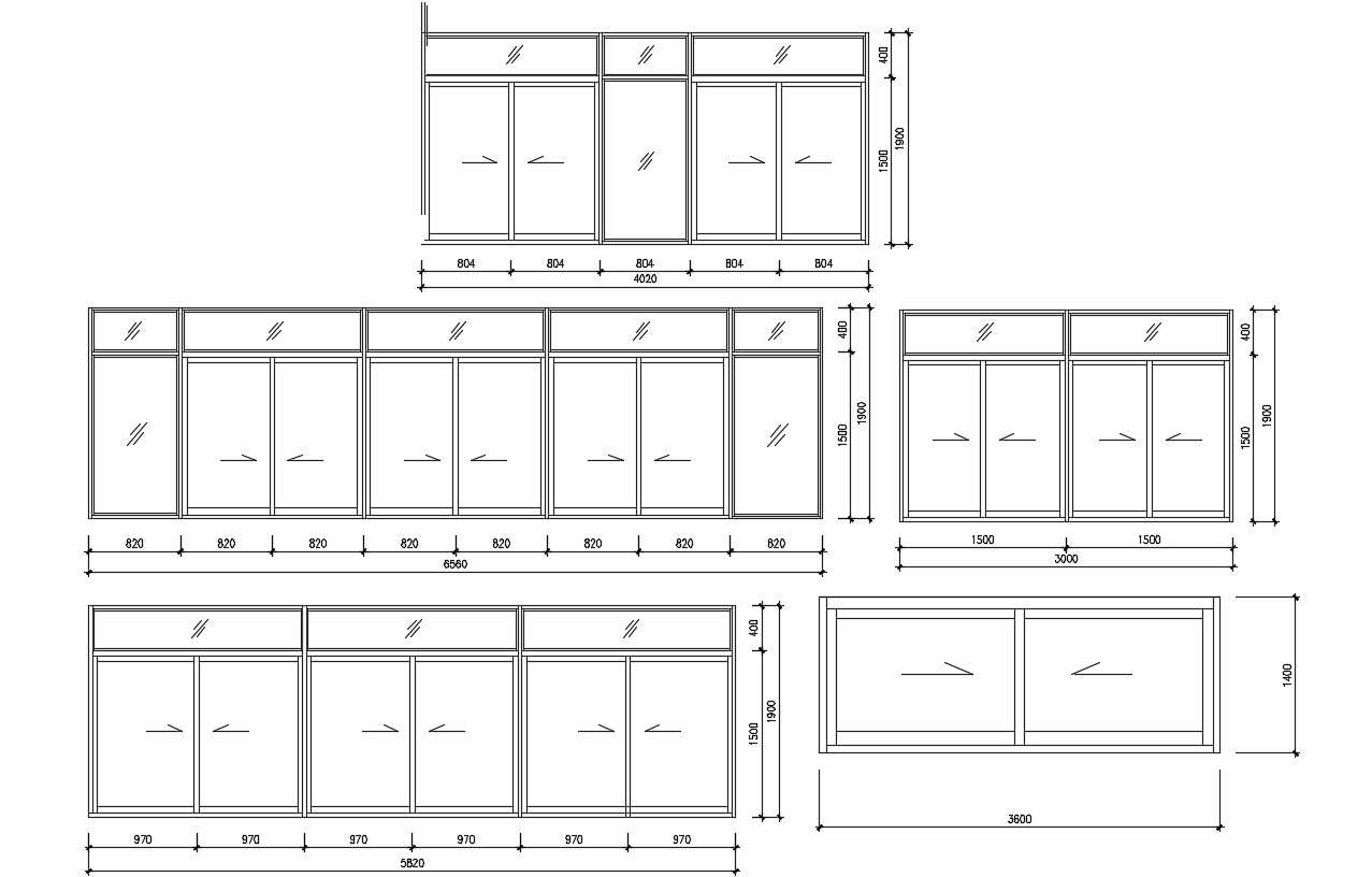 Glass Door Elevation AutoCAD Drawing Download - Cadbull