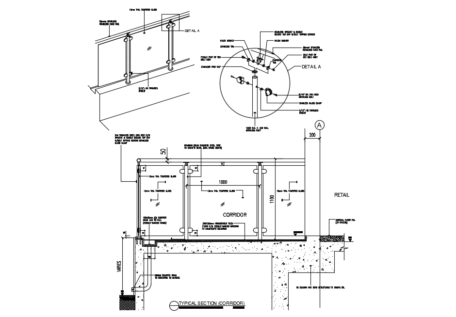 Glass railing section - Cadbull