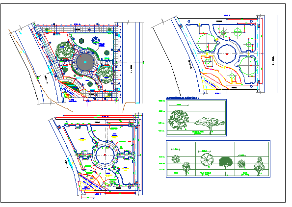 Glory park landscaping details with tree blocks dwg file - Cadbull