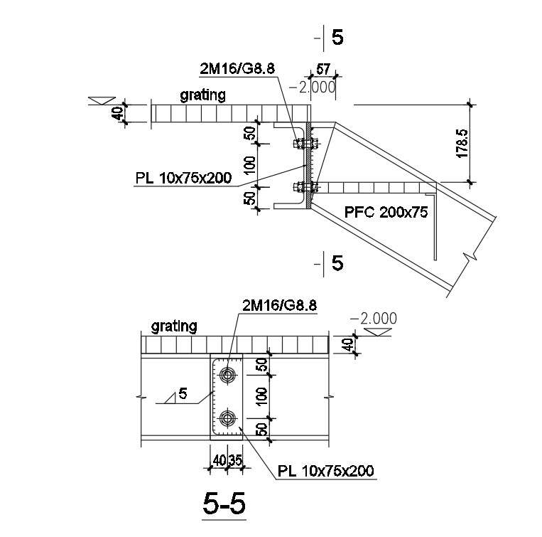 Grating plate with steel plate and bolt detail design in AutoCAD 2D ...