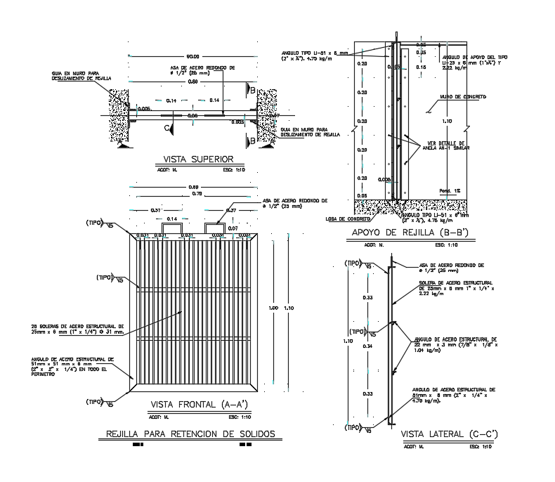 Grid Steel Gate Installation Drawing Download DWG File - Cadbull