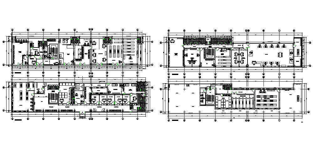 Ground, first, second and third floor layout plan details of office ...