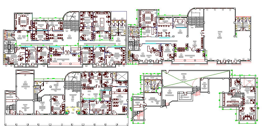 Ground, first, second & top floor layout plan of administration office ...