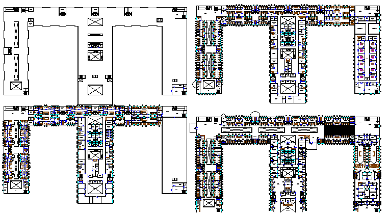 Ground, first, second & top floor plan of multispecialty