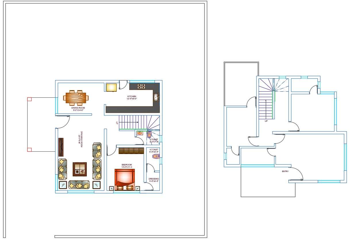Ground Floor Plan Of Bungalow AutoCAD File Free Download