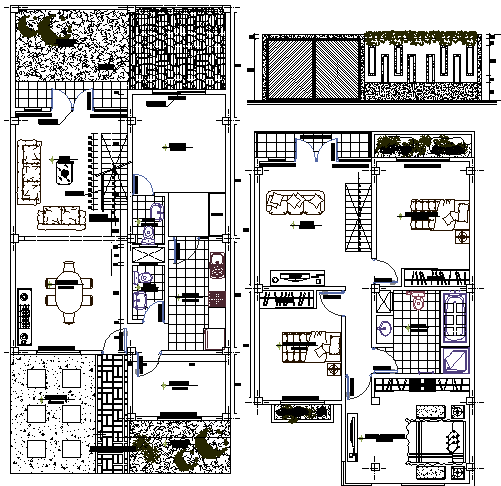 Ground And First Floor Layout Plan Of Two Flooring House Design Dwg File Cadbull