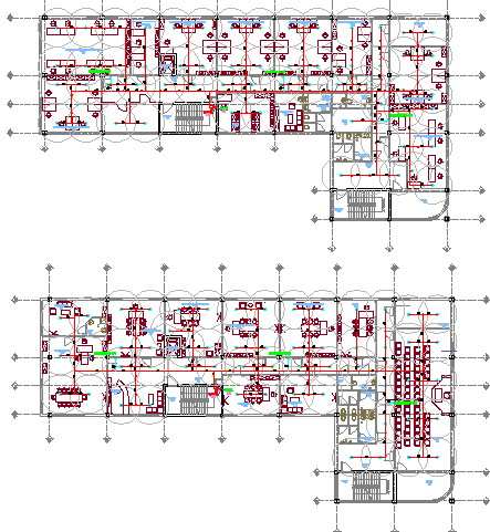 Ground and first floor plan layout details of admin office dwg file ...