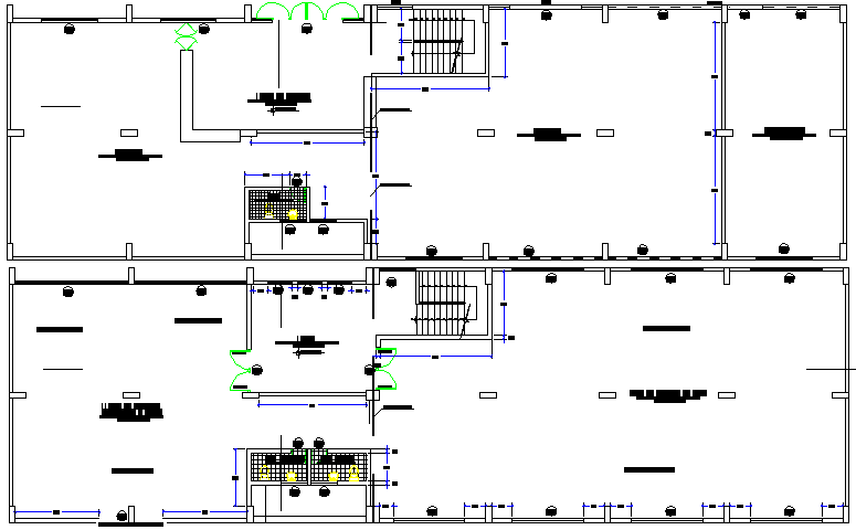 Ground and first floor plan layout details of office building dwg file ...