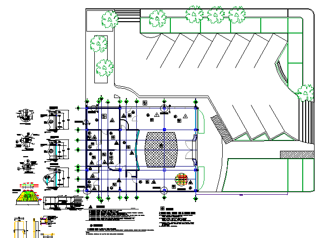 Ground floor plan with landscaping of bank dwg file Cadbull