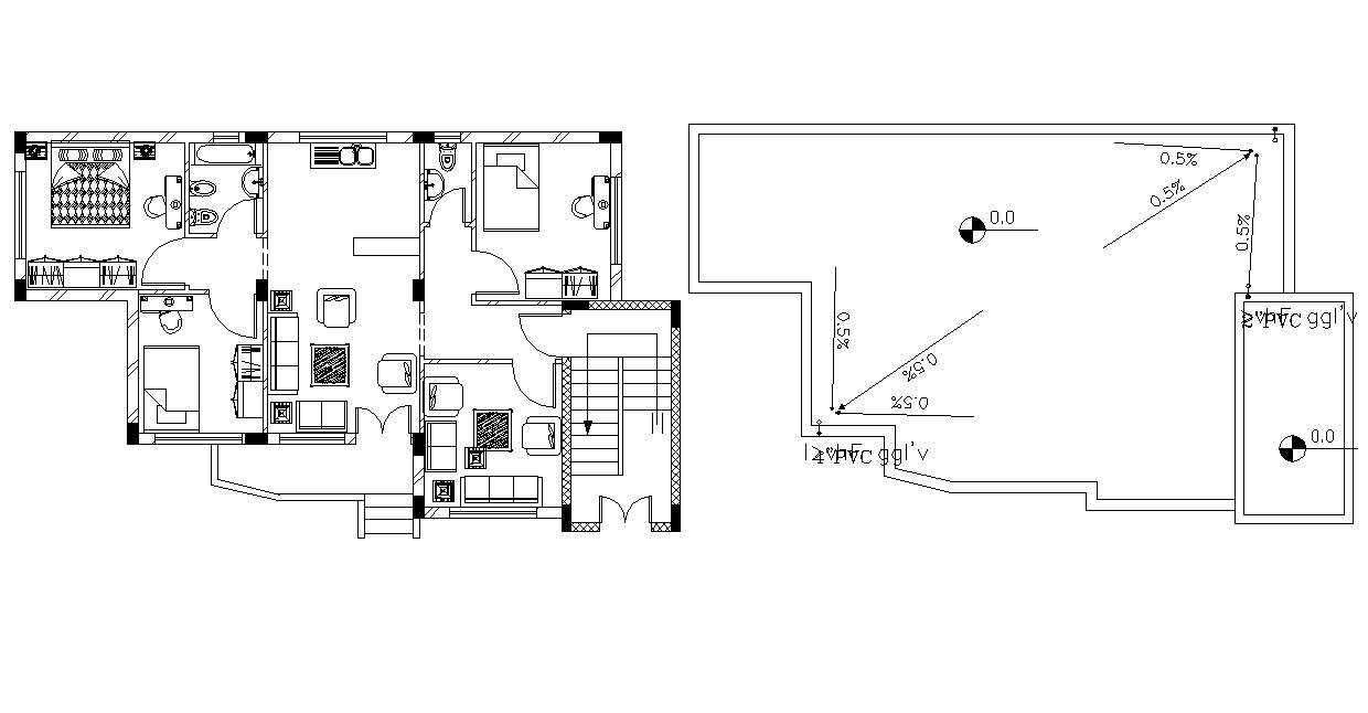 Ground And Terrace Floor Plan Of Bungalow Design - Cadbull