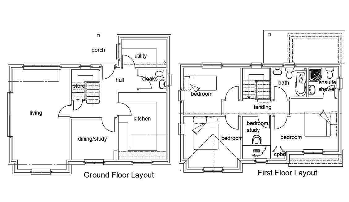 Sample Floor Plan In AutoCAD