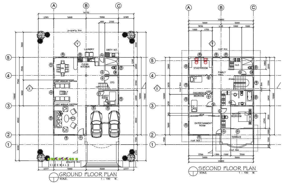 Ground Floor And Second Floor Of The House Plan Were Given In The Autocad 2d Dwg Drawing File