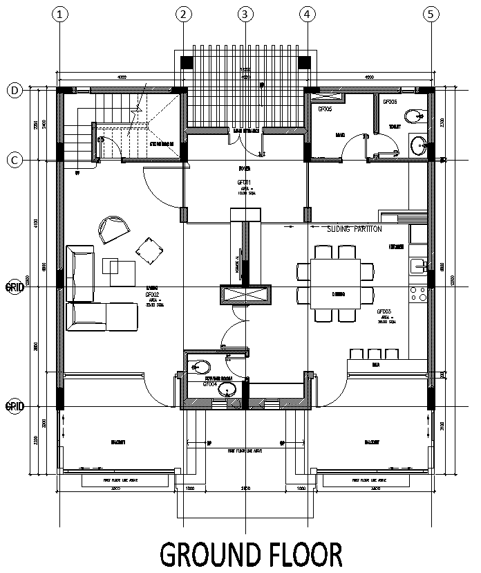 Ground floor furniture layout options for house plan dwg autocad ...