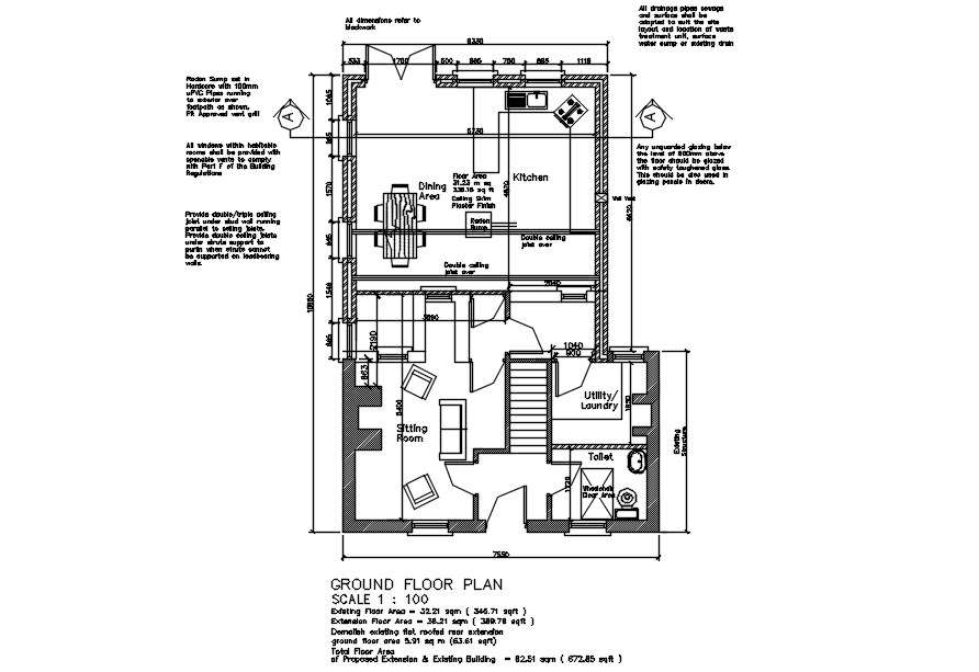 Ground Floor Plan With Furniture Layout In AutoCAD Dwg File Cadbull