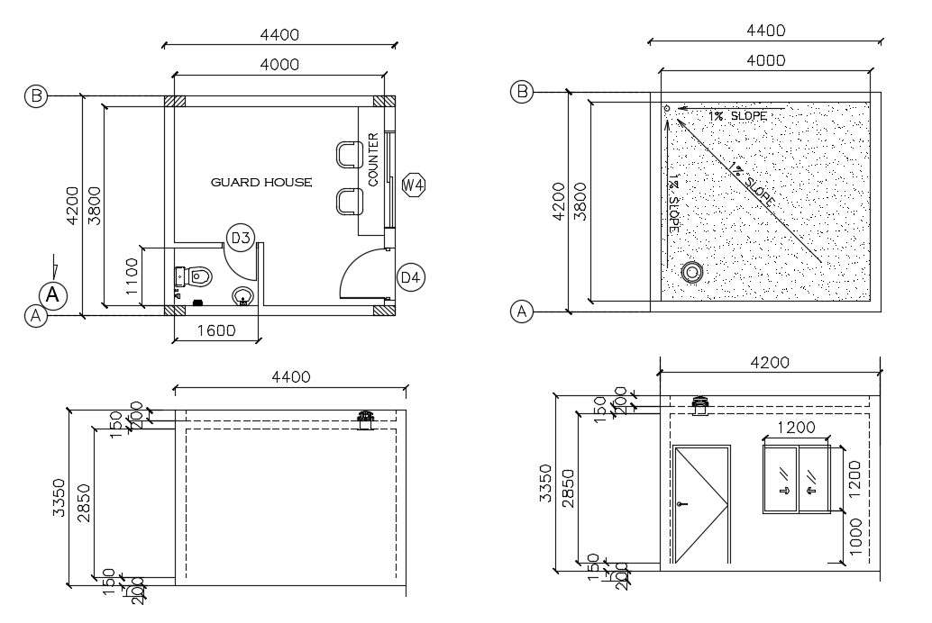 Guard House plan AutoCAD File - Cadbull