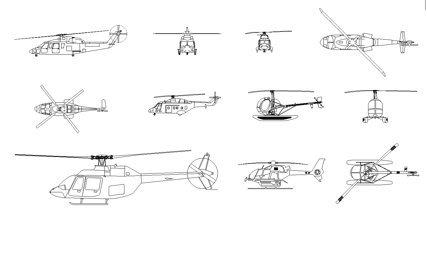 Helicopter plan detail dwg. - Cadbull