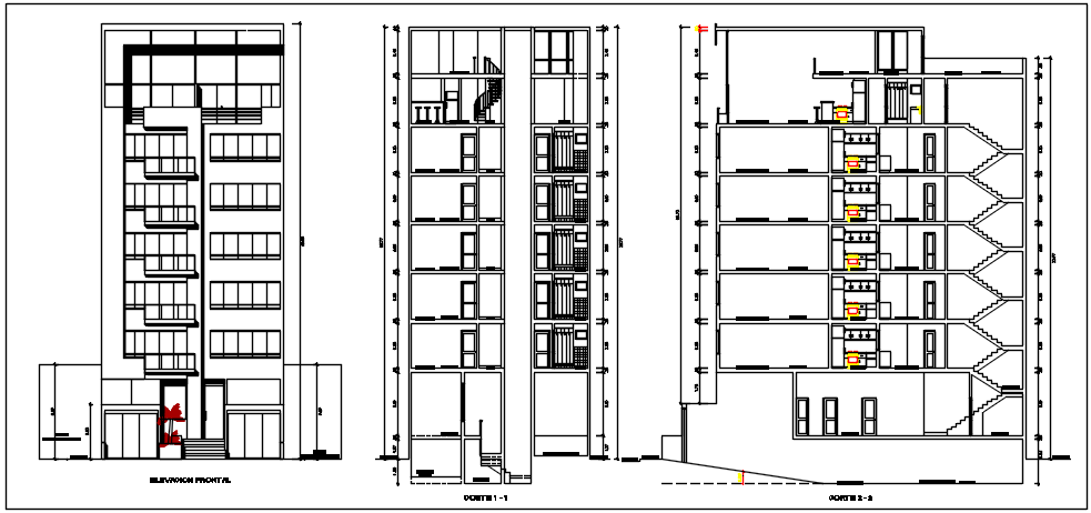 High Rise Building Elevation And Section Plan Detail Dwg File Cadbull