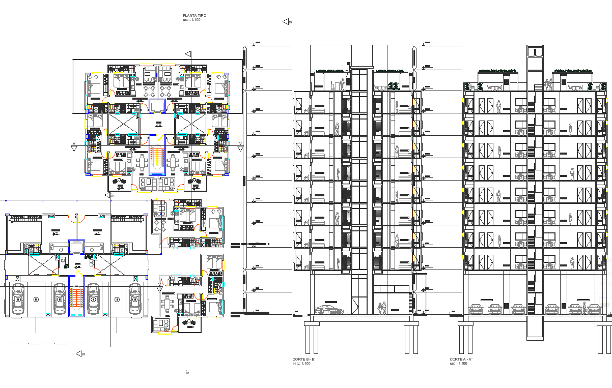 High Rise Building Plan And Section Detail Dwg File Cadbull