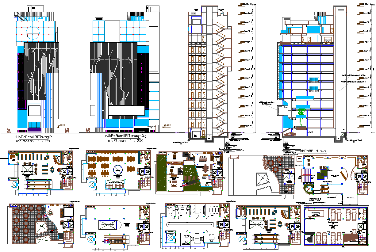 Architecture Layout Plan Details Of High Rise Building Dwg File Cadbull ...