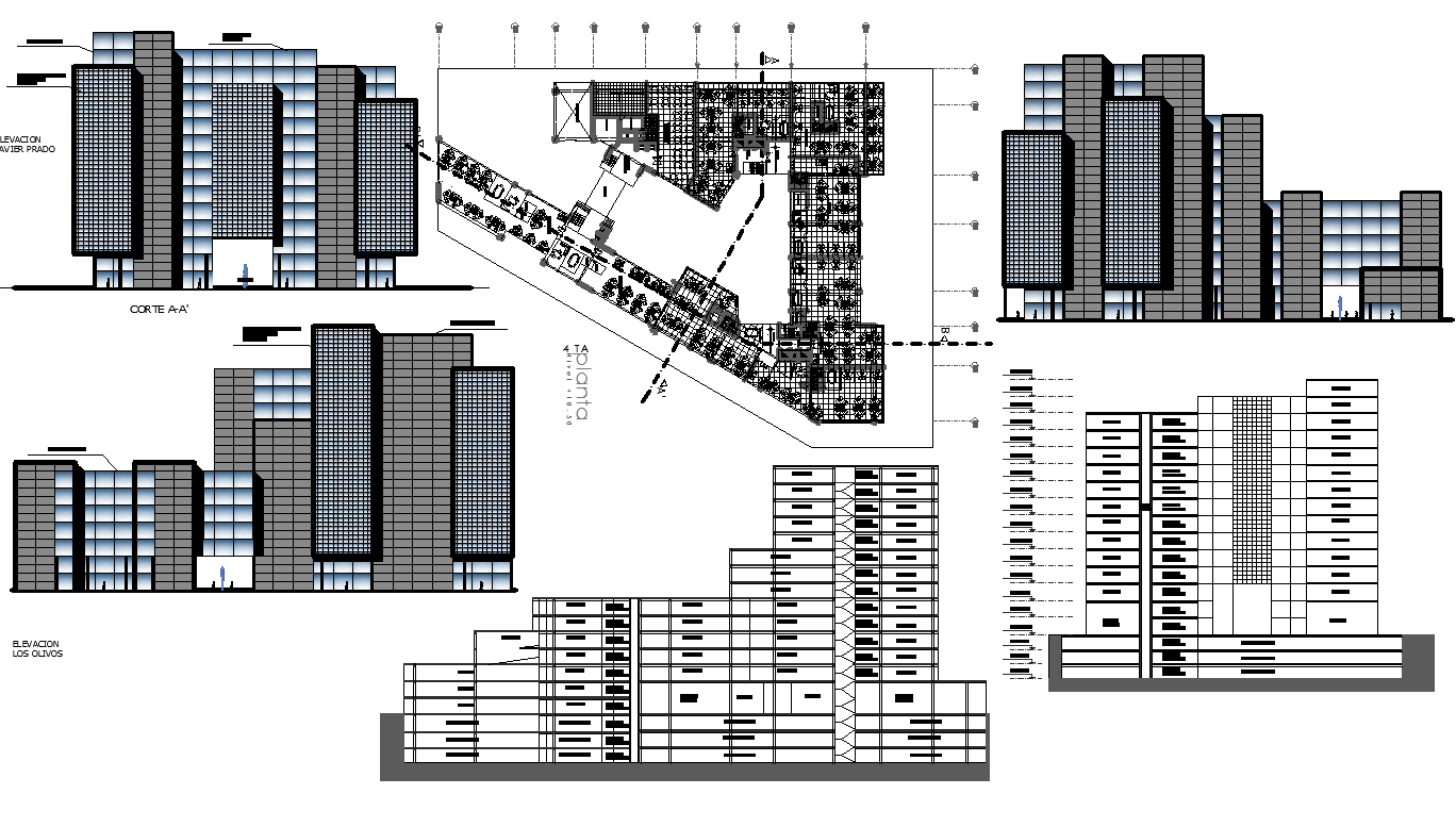 High Rise Building Plan Detail Dwg File Cadbull