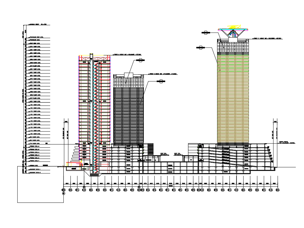 High Rise Corporate Tower Building Section Cad Drawing Details Dwg File