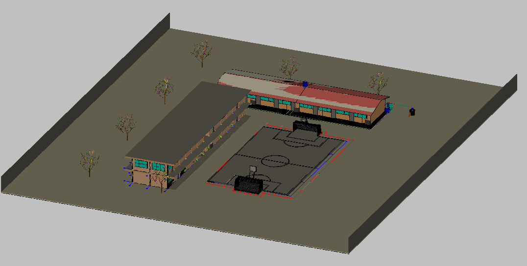 High school 3d elevation dwg file - Cadbull