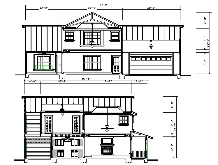 Home Elevation detail in cad file - Cadbull