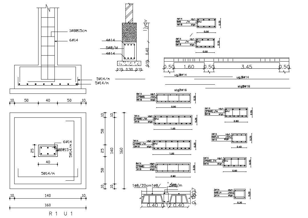 Horizontal Foundation Plan Free DWG File - Cadbull