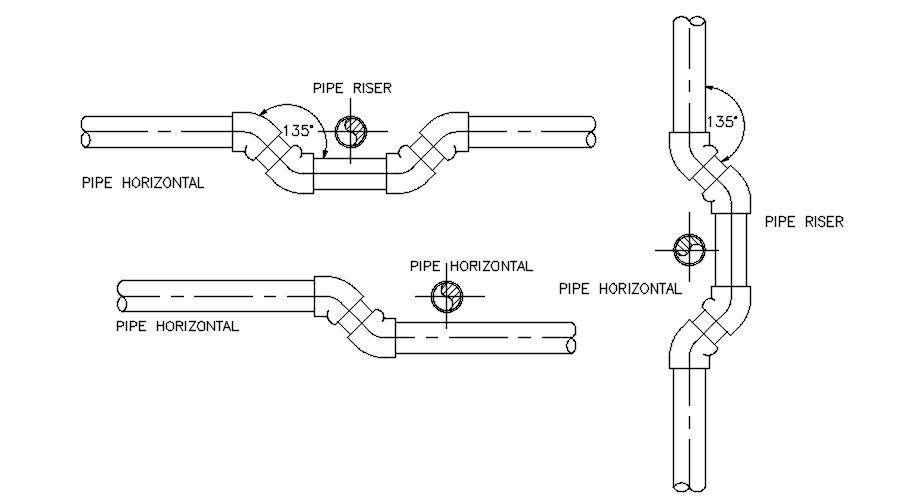 Horizontal Elbow Pipe Detail CAD Drawing DWG File Cadbull
