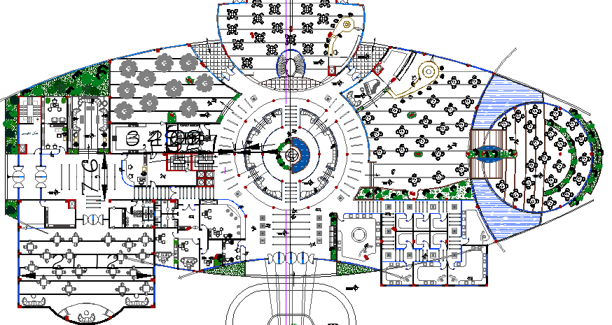 Architecture Hotel layout plan dwg file - Cadbull