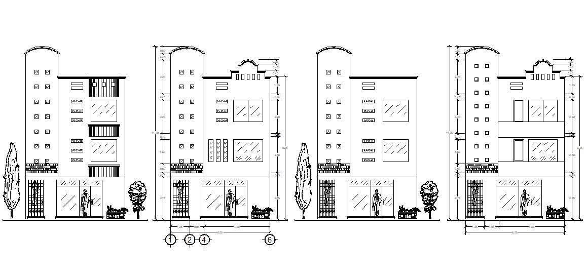 Hospital Building Elevation Design AutoCAD Drawing - Cadbull