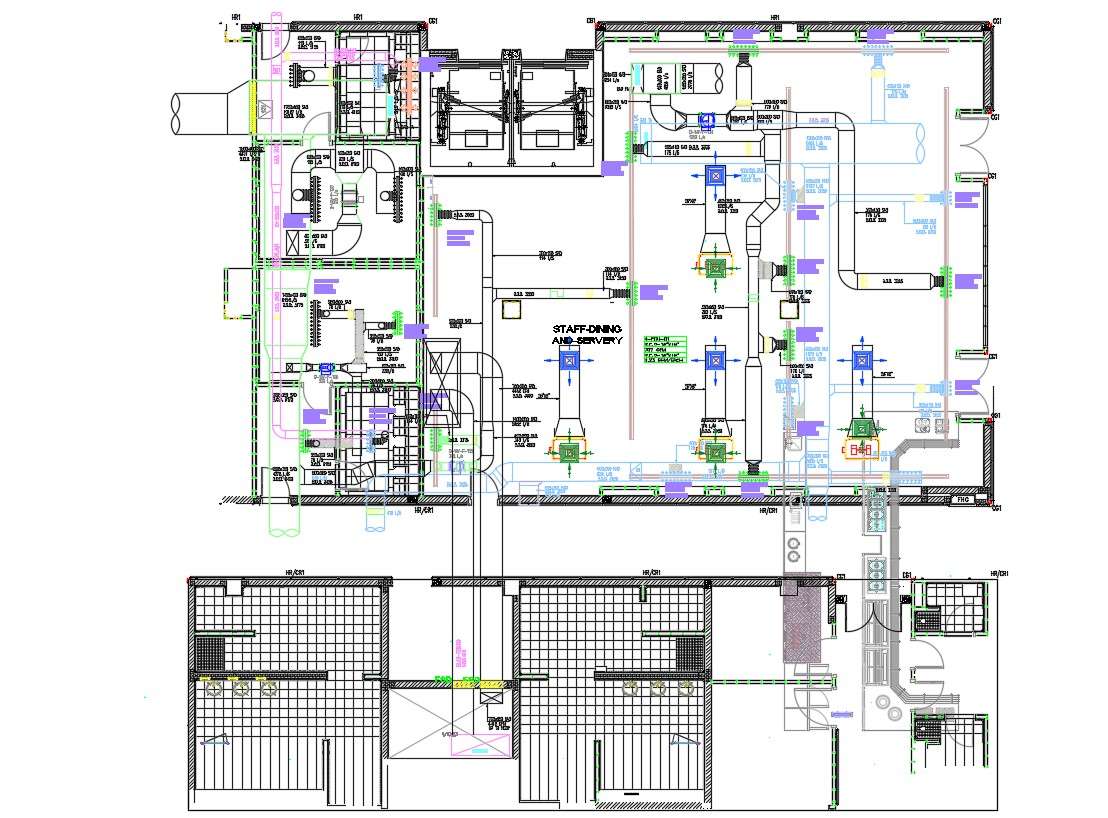 Hospital Building HVAC Duct Design Layout Plan