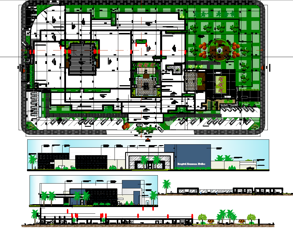 Hospital Layout plan with Detailing - Cadbull